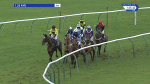 Video preview image for Ayr 13:35 - Jump To It and Join Racinguk Novices' Hurdle (4)