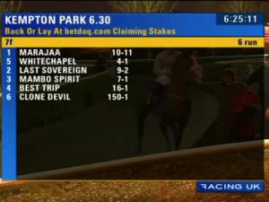 Video preview image for Kempton Park 18:30 - Back Or Lay At betdaq.com Claiming Stakes