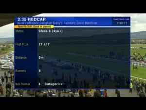 Video preview image for Redcar 14:35 - Kelsey Alderson Designed Today's Racecard Cover Handicap