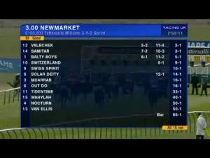 Video preview image for Newmarket 15:00 - 150,000 Tattersalls Millions 3-y-o Sprint