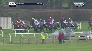 Video preview image for Wetherby 13:00 - Watch Racing TV Now Novices' Handicap Hurdle (4)