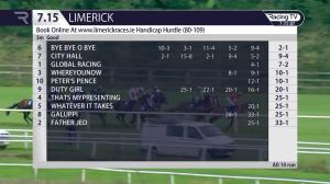 Video preview image for Limerick 19:15 - Book Online At www.limerickraces.ie Handicap Hurdle 