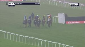 Video preview image for Newbury 12:10 - Play Ladbrokes 5-a-side On Football Mares' Novices' Hurdle (Listed) (1)