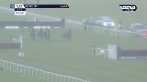 Video preview image for Newbury 13:25 - Mansionbet's Watch and Bet Novices' Limited Handicap Chase (3)