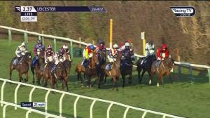 Video preview image for Leicester 14:37 - Tracey & Mark's 60th Birthday Celebration Mares' 'National Hunt' Maiden Hurdle (4)