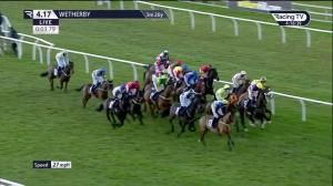 Video preview image for Wetherby 16:17 - Start Your RacingTV Free Trial Now Novices' Handicap Hurdle (5)