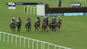 Video preview image for Newbury 14:27 - Download The BetVictor App Novices' Handicap Hurdle (4)