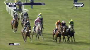 Video preview image for Wetherby 13:26 - Visit racingtv.com Conditional Jockeys' Handicap Hurdle (5)