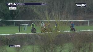 Video preview image for Warwick 14:35 - racingtv.com/freetrial Novices' Handicap Chase (4)