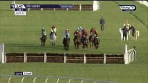 Video preview image for WETHERBY 14:42 - Vickers.Bet Proudly Supporting British Racing Handicap Hurdle (3)